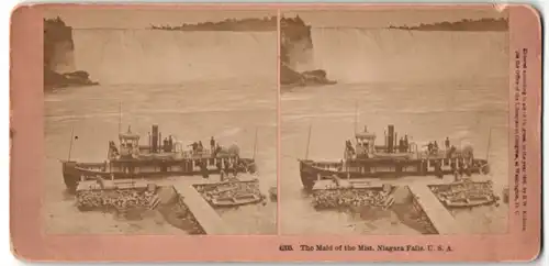 Stereo-Fotografie B. W. Kilburn, Littleton, Dampfer The Maid of the Mist vor den Niagara Fällen