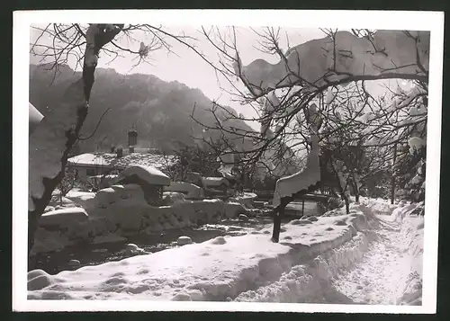 Fotografie Ansicht Oberammergau, Winterzauber am Ortsrand 1939