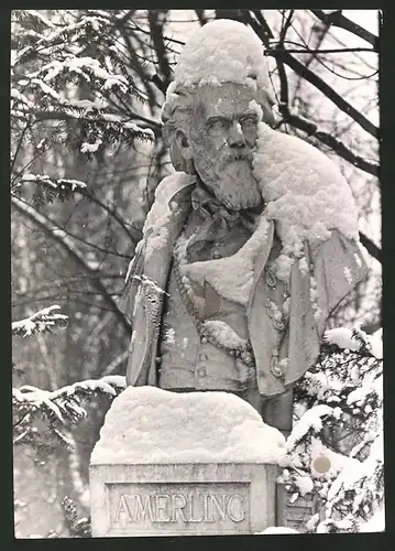 Fotografie Ansicht Wien, Amerling-Denkmal eingeschneit im Winter 1938