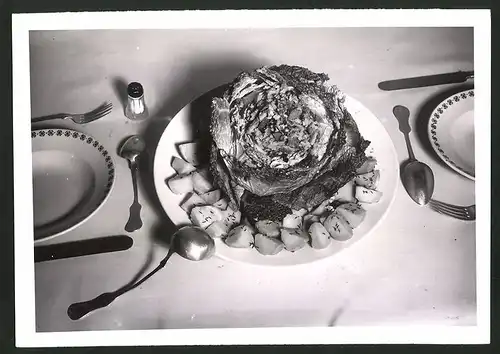 Fotografie Wirsingkohl-Eintopf, mit Hack und Kartoffeln, Rezept Rückseitig