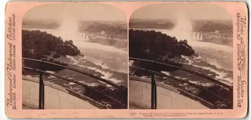 Stereo-Fotografie Underwood & Underwood, Ansicht Niagara Falls, NY, Panorama von Turm aus
