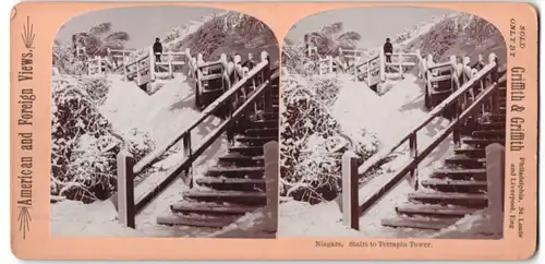 Stereo-Fotografie Griffith & Griffith, Ansicht Niagara, NY, Treppen zum Terrapin Tower