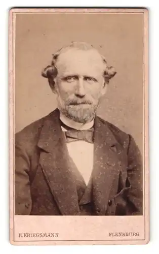 Fotografie H. Kriegsmann, Flensburg, Portrait betagter Herr mit lockigem Haar und Vollbart