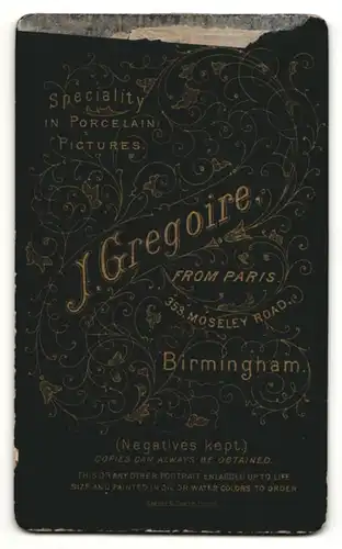 Fotografie J. Gregoire, Birmingham, Portrait hübsche Dame mit zurückgebundenem Haar