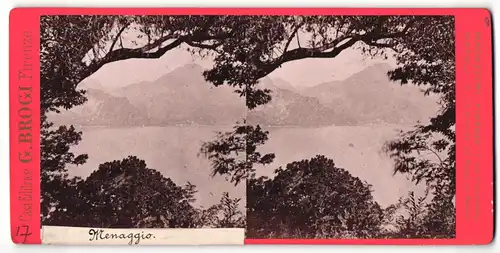 Stereo-Fotografie G. Brogi, Firenze, Ansicht Menaggio, Panorama