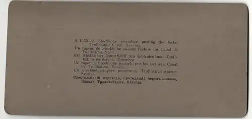 Stereo-Fotografie American Stereoscopic Co., New York, NY, Ansicht Trollhättan, Dampfer in der Schleuse