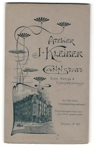 Fotografie Atelier Kleiber, Cannstatt, Ansicht Cannstatt, Geschäftshaus Königs - und Ecke Eisenbahnstrasse