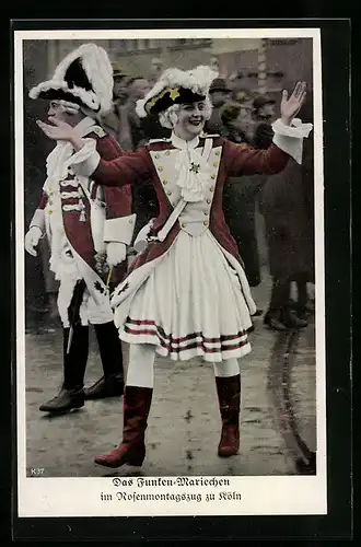 AK Köln, Funken-Mariechen im Rosenmontagszug