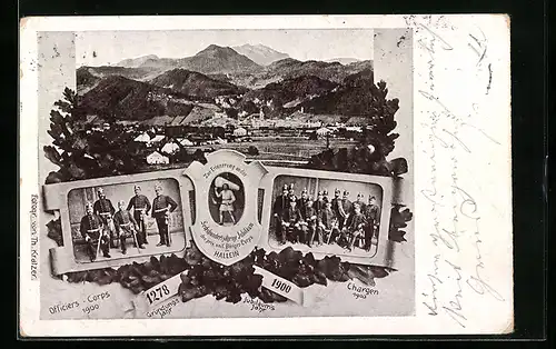 AK Hallein, Erinnerung an d. 600jährige Jubiläum des priv. unif. Bürger-Corps, Officiers-Corps 1900, Chargen 1900