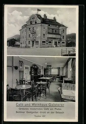 AK Hallein, Cafe und Weinhaus Galsterer an der Salzach