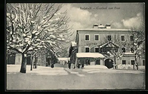AK Radstadt, Gasthof zur Post im Winter