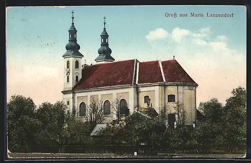 AK Maria Lanzendorf, Kirche im Ort