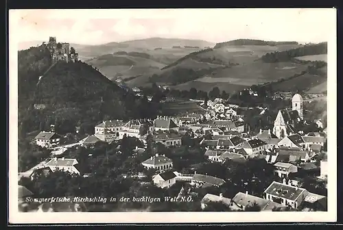 AK Kirchschlag, Totalansicht mit Ruine