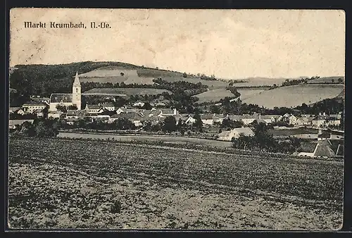 AK Markt Krumbach, Panorama mit Kirche