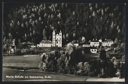 AK Maria Schutz am Semmering, Ortsansicht mit Kirche