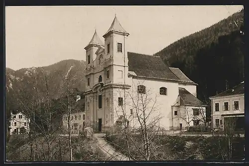 AK Maria Schutz am Semmering, Anblick der Wallfahrtskirche