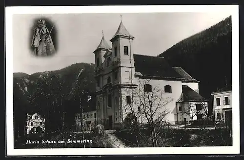 AK Maria Schutz am Semmering, Blick auf die Wallfahrtskirche