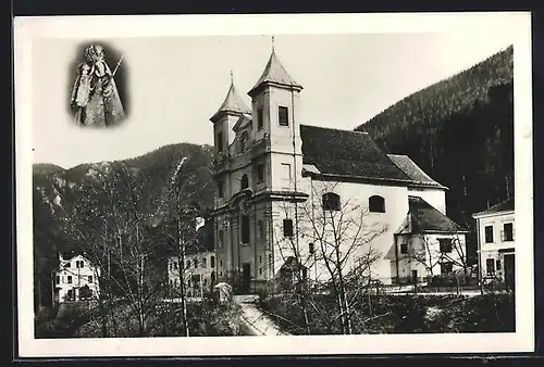 AK Maria Schutz am Semmering, Blick auf Passionistenkloster u. Wallfahrtskirche