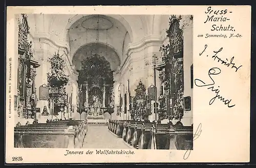 AK Maria Schutz am Semmering, Inneres der Wallfahrtskirche