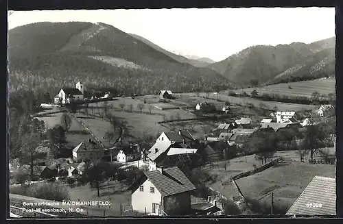 AK Waidmannsfeld, Blick aus der Vogelperspektive auf die Sommerfrische