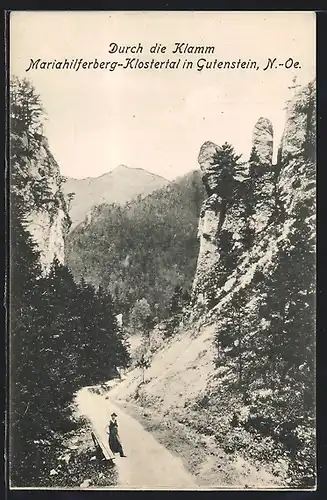 AK Gutenstein, Mariahilferberg-Klostertal, Wanderweg in der Klamm