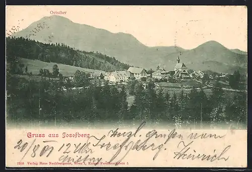 AK Josefberg, Ortsansicht mit Kirche und Oetscher