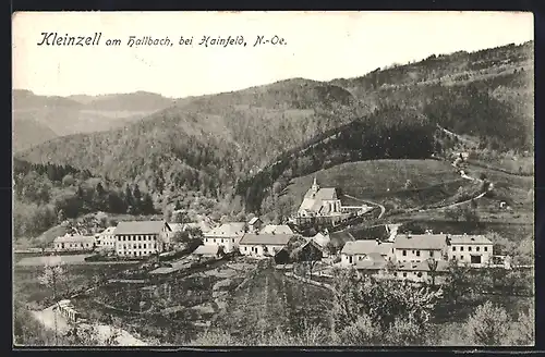 AK Kleinzell am Hallbach, Totalansicht aus der Vogelschau