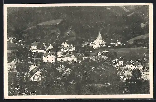 AK Kleinzell am Hallbach, Totalansicht aus der Vogelschau