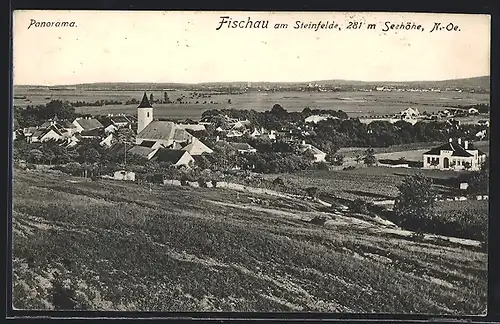 AK Fischau am Steinfelde, Panorama des Ortes