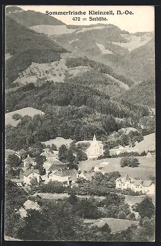 AK Kleinzell, Ortsansicht mit Bergen