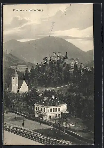 AK Breitenstein am Semmering, Kirche und Burgruine Klamm