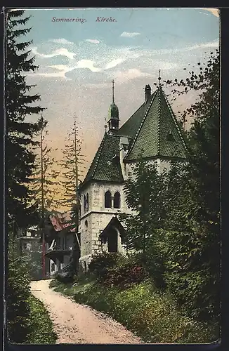 AK Semmering, Kirche mit grünem Dach