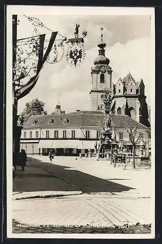 AK Neunkirchen, Hauptplatz mit Stadtpfarrkirche