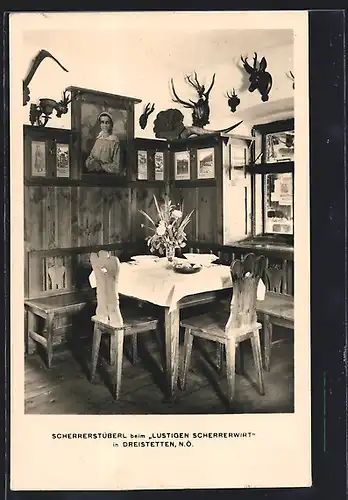 AK Dreistetten, Scherrerstüberl beim Lustigen Scherrerwirt, Gasthaus