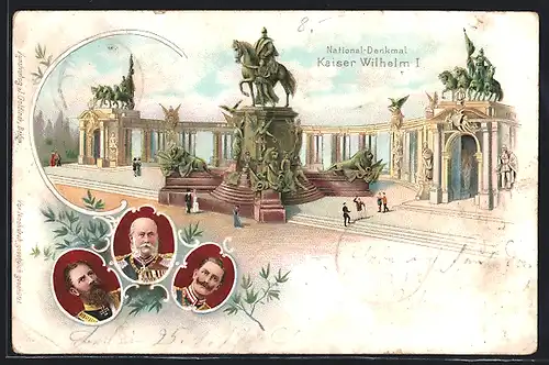Lithographie Berlin, National-Denkmal Kaiser-Wilhelm I.