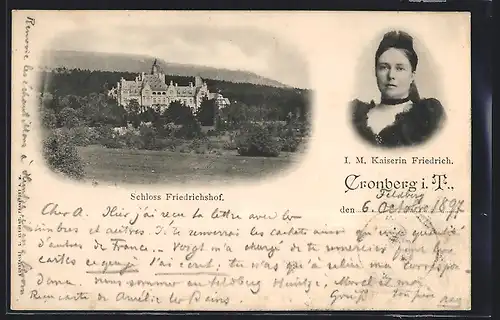 AK Kronberg, Schloss Friedrichshof, Portrait I.M. Kaiserin Friedrich