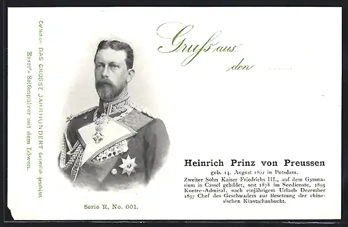 AK Porträtbild von Prinz Heinrich von Preussen in Uniform mit Orden