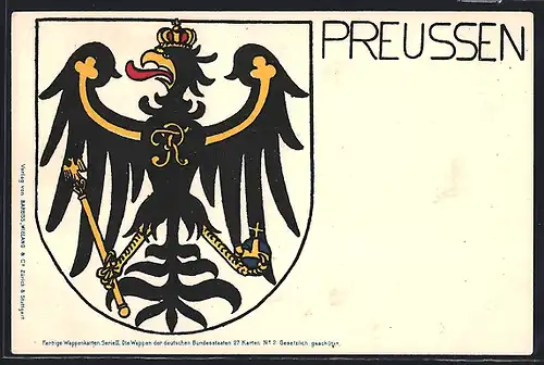 Lithographie Wappen der deutschen Bundesstaaten, Preussen