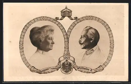 AK Porträts von Kaiser Wilhelm II. und Auguste Victoria 1915