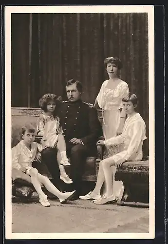 AK König Albert von Belgien im Kreise seiner Familie