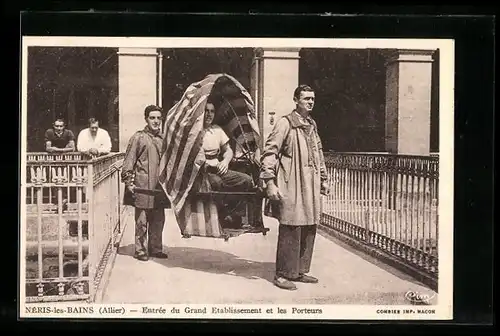 AK Neris-les-Bains, Entree du Grand Etablissement et les Porteurs