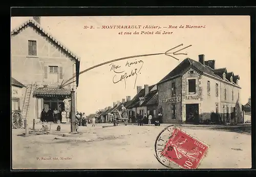 AK Montmarault, Rue de Blomard et rue du Point du Jour, Strassenpartien