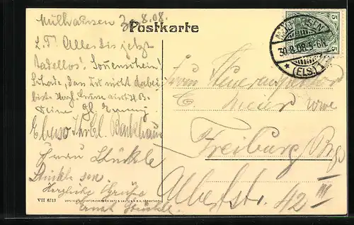 AK Mülhausen i. E., Strassenbahn auf der Wildemannstrasse