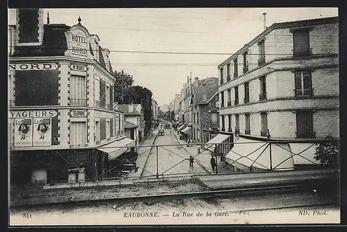 AK Eaubonne, La Rue de la Gare