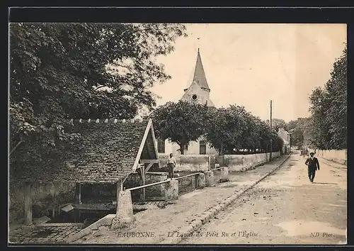 AK Eaubonne, Le Lavoir du Petit Rue et l`Eglise
