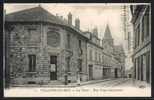 AK Villiers-Le-Bel, La Poste, Rue Pape-Carpentier