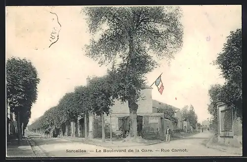 AK Sarcelles, Le Boulevard de la Gare, Rue Carnot
