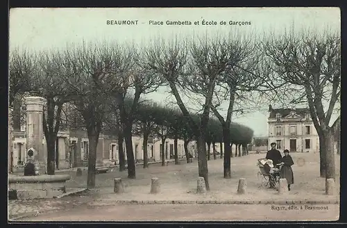 AK Beaumont, Place Gambetta et Ecoles de Garcons