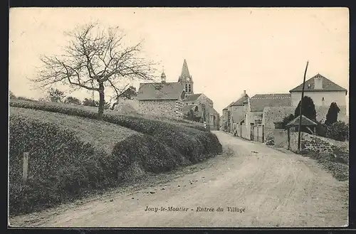 AK Jouy-le-Moutier, Entree du Village, l`Eglise