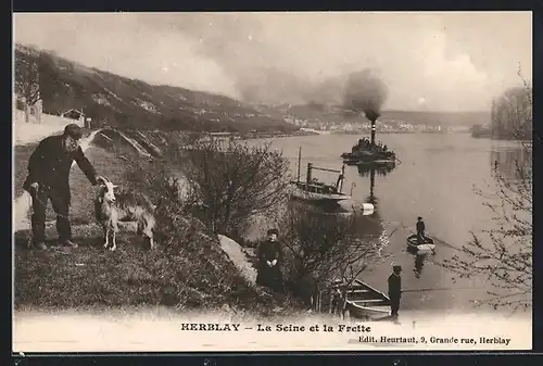 AK Herblay, La Seine et la Frette, Vue Panoramique